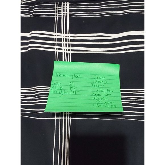 WORTHINGTON Black White ColorBlock Skirt Pencil Above Knee Striped - Picture 9 of 9